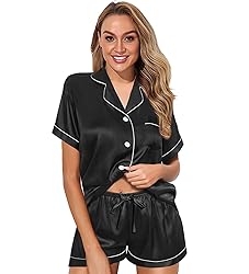 WJing Yi Jia Womens Pajama Sets XS-4XL Silk Satin