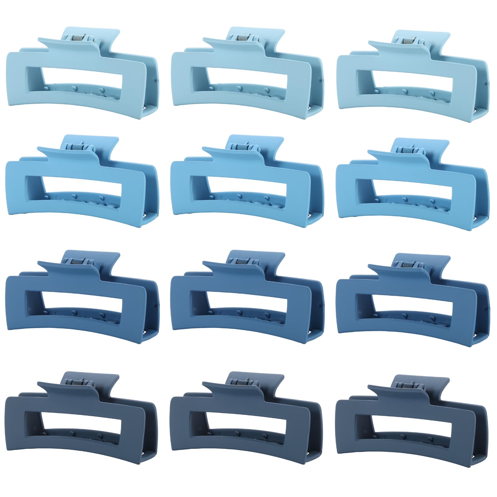 Photo 1 of 12 Pcs Blue Large Square Hair Claw Clips for Women, 4.3-Inch Matte Rectangle Claw, Strong Hold Non-slip Hair Clips for Thick & Thin Hair