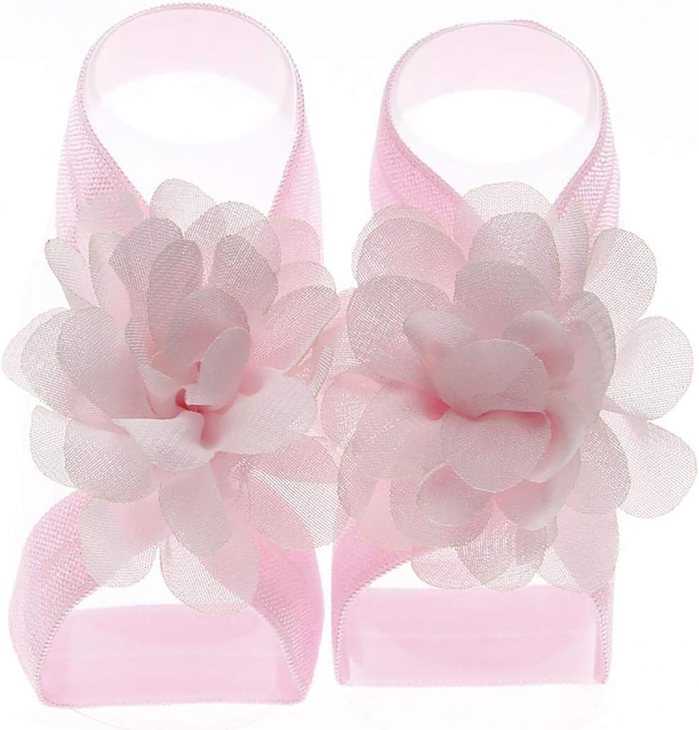 Lazinem Cute Baby Girls Foot Flower Barefoot Sandal Set Elastic Hairbands Accessories Hair Accessories