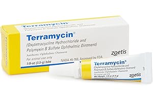 Terramycin Antibiotic Ointment for Eye Infection Treatment in Dogs, Cats, Cattle, Horses, and Sheep, 0.125oz Tube