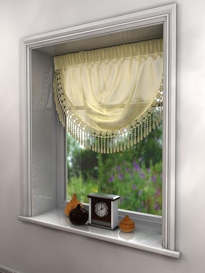 Plain Champagne Natural Cream Swag Luxury Macrame Pelmet Swag