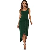 Allegra K Women's Tank Dresses Faux Wrap Tie Waist Bodycon High Low Asymmetrical Dress