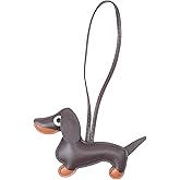 JASKFG Leather Dog Bag Charm, coffee, 9.05 x 5.3 inches, Decorative Handbag Accessory