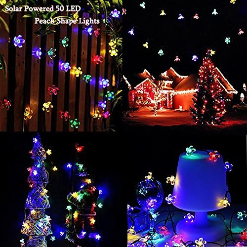 Thanksgiving Decor,Halloween Decor,Peach Flower Solar Lamp Power LED String Fairy Lights Solar Garlands Garden Christmas Decor For Outdoor [ 22.9 Feet &amp;50 Lights ]