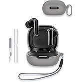 Case for Soundcore by Anker P40i Earbuds, WUNIAK Soft Silicone Protective Portable Scratch Shock Resistant Shell with Cleaner Kit & Carabiner & Lanyard ,Grey
