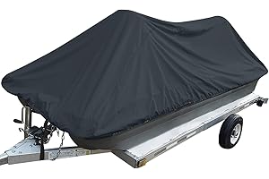 YimSting 600D Waterproof Pond Boat Cover Fits 8'-10'L Pond Prowler Bass Raider Boat and Bass Fishing Boat, Heavy Duty Marine Grade Canvas, Black