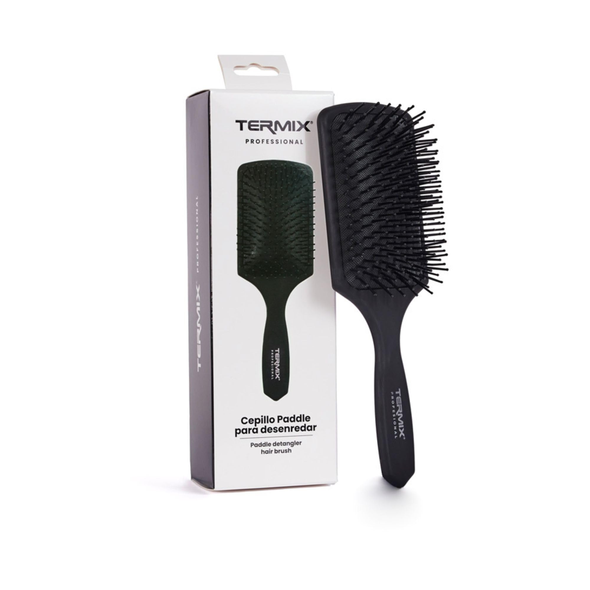 Termix Detangling Hairbrush Professional Paddle Brush with Non-Slip Handle and Thick and Resistant Bristles Black Colour