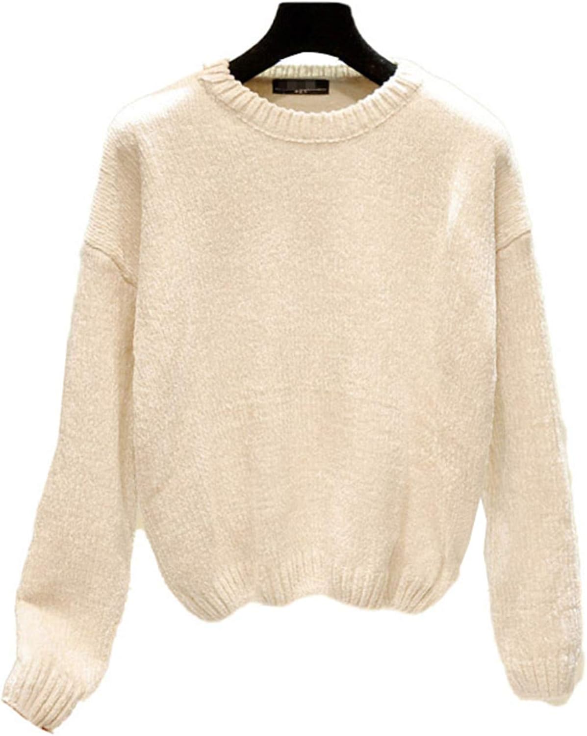 Chic Cashmere Women Gold Velvet Sweaters Winter Ladies Solid Color O