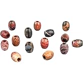 Amogeeli 15pcs Picasso Jasper Hole Barrel Loose Stone Beads for Jewelry Making, Roundelle European Big Hole Spacer Beads for Macrame Dread Hair Braids