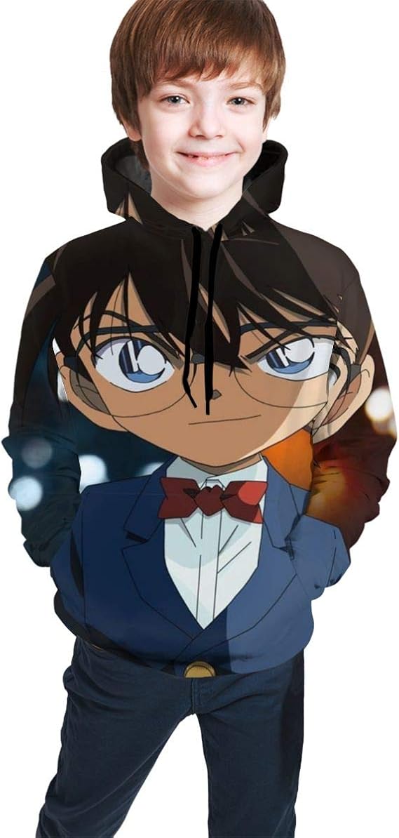 Amazon Co Jp 緑のい魂x 名探偵コナン 江戸川コナン せいしょうねんプリント前後印刷 通学 メンズ 長袖 パーカー スウェットシャツ トップス フード付き ポケット 男の子と女の子 キ 服 ファッション小物