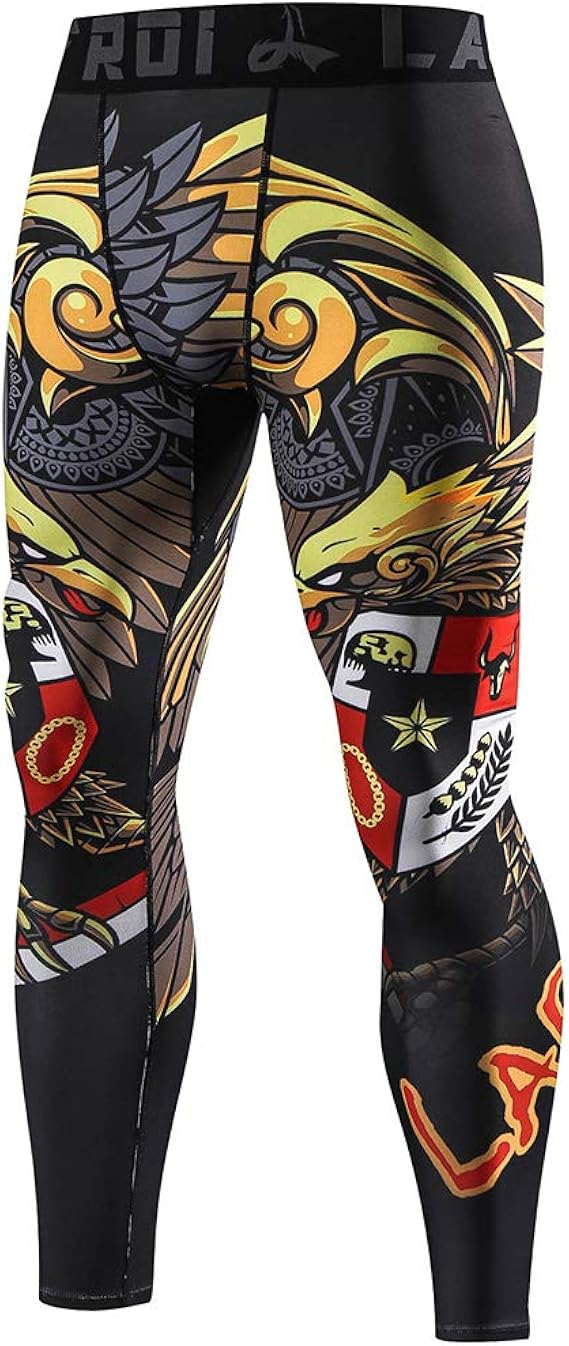 LAFROI Men's Quick Dry Cool Compression Fit Tights Leggings WaistbandYSK08 Royal Size LG