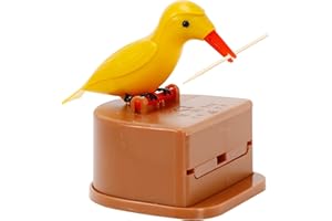 EOMTUR Bird Toothpick Dispenser Cute Woodpecker Toothpick Holder Yellow Plastic