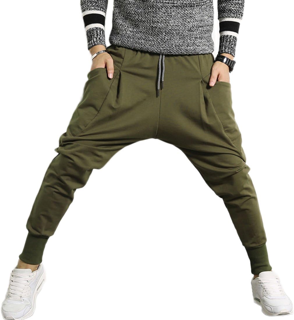 Mirecoo Loose Fit Mens Cotton Jogging Pants Sports Harem Style Trousers