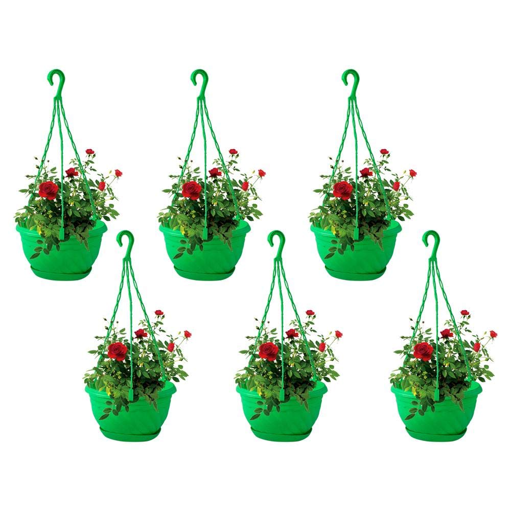 TrustBasketPlastic Hanging Basket Green (Set of 6) Plants are not