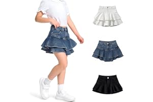Girl's Denim Skirts Mini Flared Pleated Toddler Summer Y2K Vintage Clothes Kids Jean Skorts with Shorts Underneath