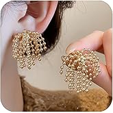 Gold Earrings for Women Trendy Cute Firework Stud Earring Cluster Earrings Metal Beads Tassel Dangle Statement Earring for Women Fashion Jewelry
