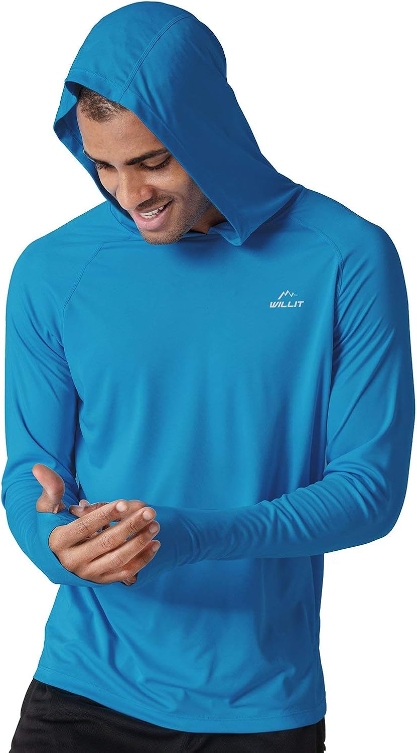 Willit Men's UPF 50+ Sun Protection Hoodie Shirt Long Sleeve SPF Fishing Outdoor UV Shirt Hiking Lightweight: Clothing