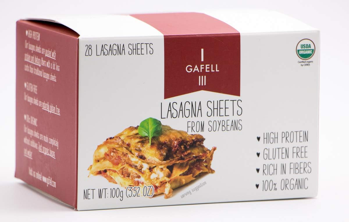 GAFELL - Lasagna sheets from Soybeans, Organic, Gluten Free, 3.52 OZ, (Pack of 3)