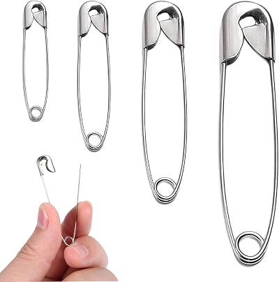 Navoys 100 Safety Pins Nickel Plated Steel Large Medium Small Arts Crafts Sewing