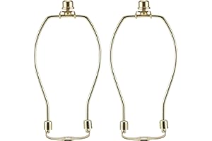 8 Inch Brass Lamp Harp Holder Kits with Finials and Detachable Saddle Bases, Light Duty, Saangseon Set of 2 DIY Lighting Accessories Horn Frame Lampshade Brackets