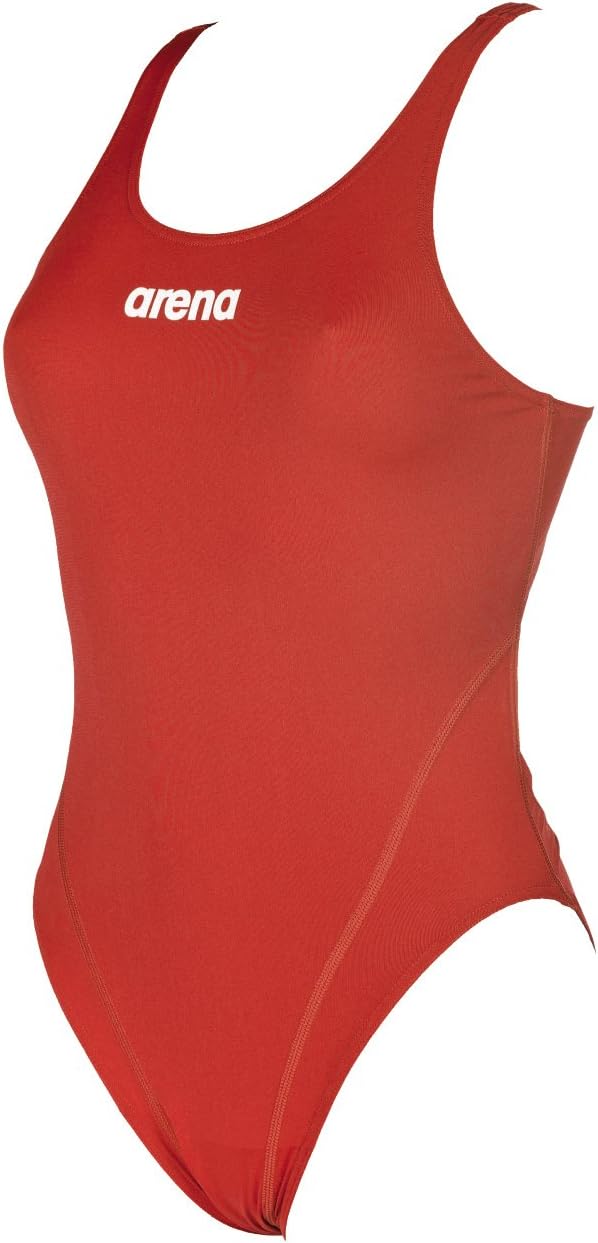 arena W High Women's Solid Swim Tech High Sports Swimsuit, womens, 2A241, Red-White, 34, 28 - Image 5