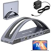 TobenONE MacBook Docking Station Dual Monitor 4K with 100W Power Adapter, 13-in-2 USB C Docking Station for MacBook Pro/Air, Laptop Dock Stand with 2 HDMI, VGA, 5 USB, PD 3.0, RJ45, SD/Micro SD, Audio
