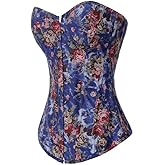 Alivila.Y Fashion Womens Vintage Floral Denim Overbust Corset Bustier Top