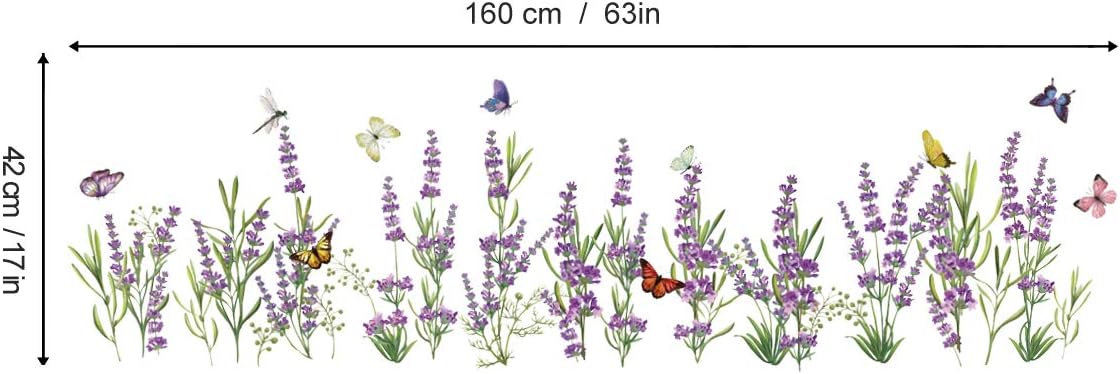 decalmile Lavender Flowers Wall Corner Decals Grass Baseboard Skirting Line Wall Stickers Living Room Bedroom Wall Art Decor - Image 5