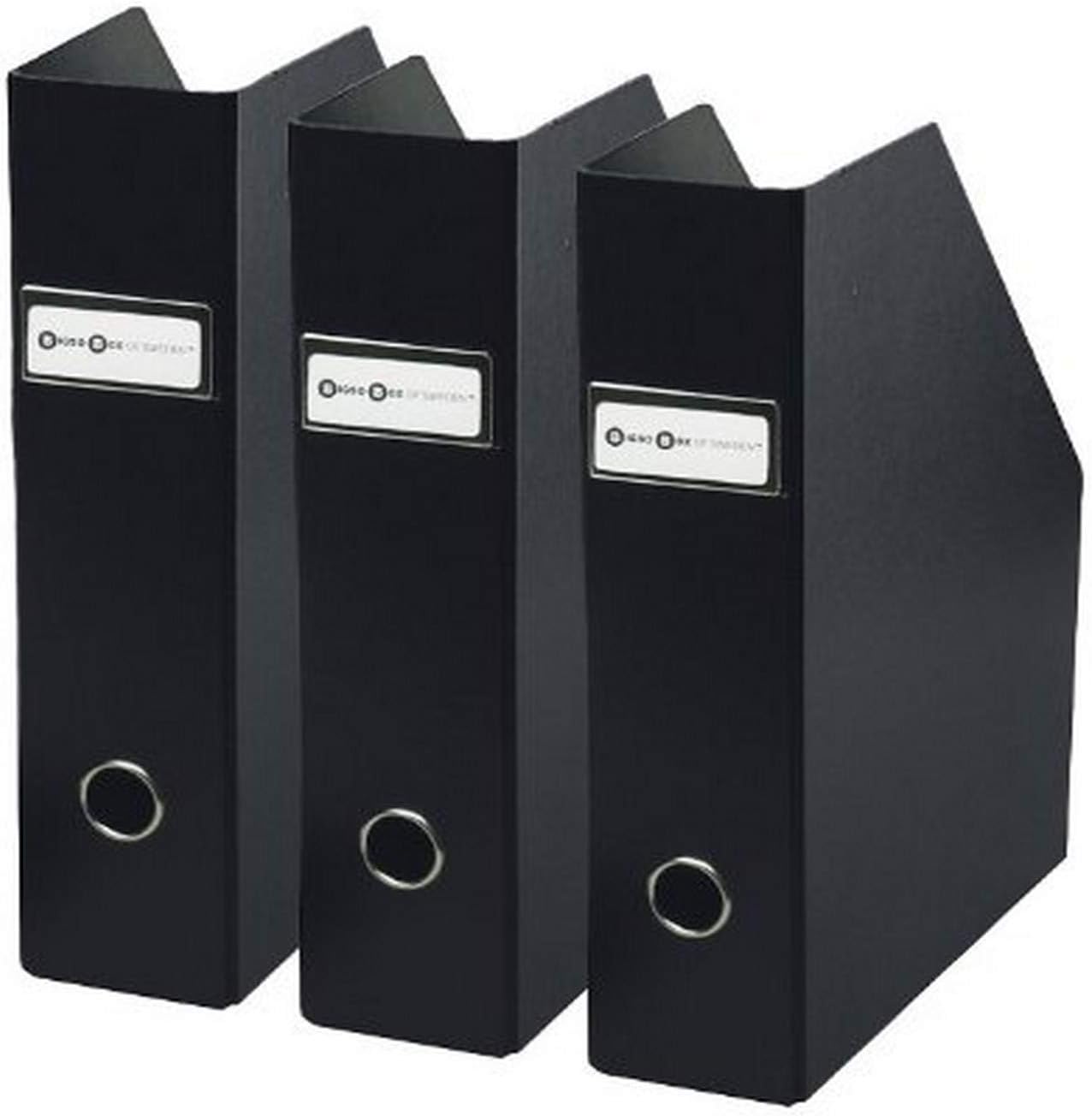 Bigso Fiona 3pc. Fiberboard Upright Magazine Storage Boxes, 10 x 12.5 x 3.3 in, Black: Home & Kitchen