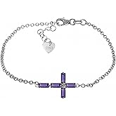 Galaxy Gold GG Amethyst Cross Bracelet in 14k White Gold