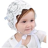 GALPADA Baby Girl Toddlers Eyelet Lace Breathable Cotton Christening Lacy Bonnet Eyelet Cotton Adjustable Beanie Sun Protection Hat