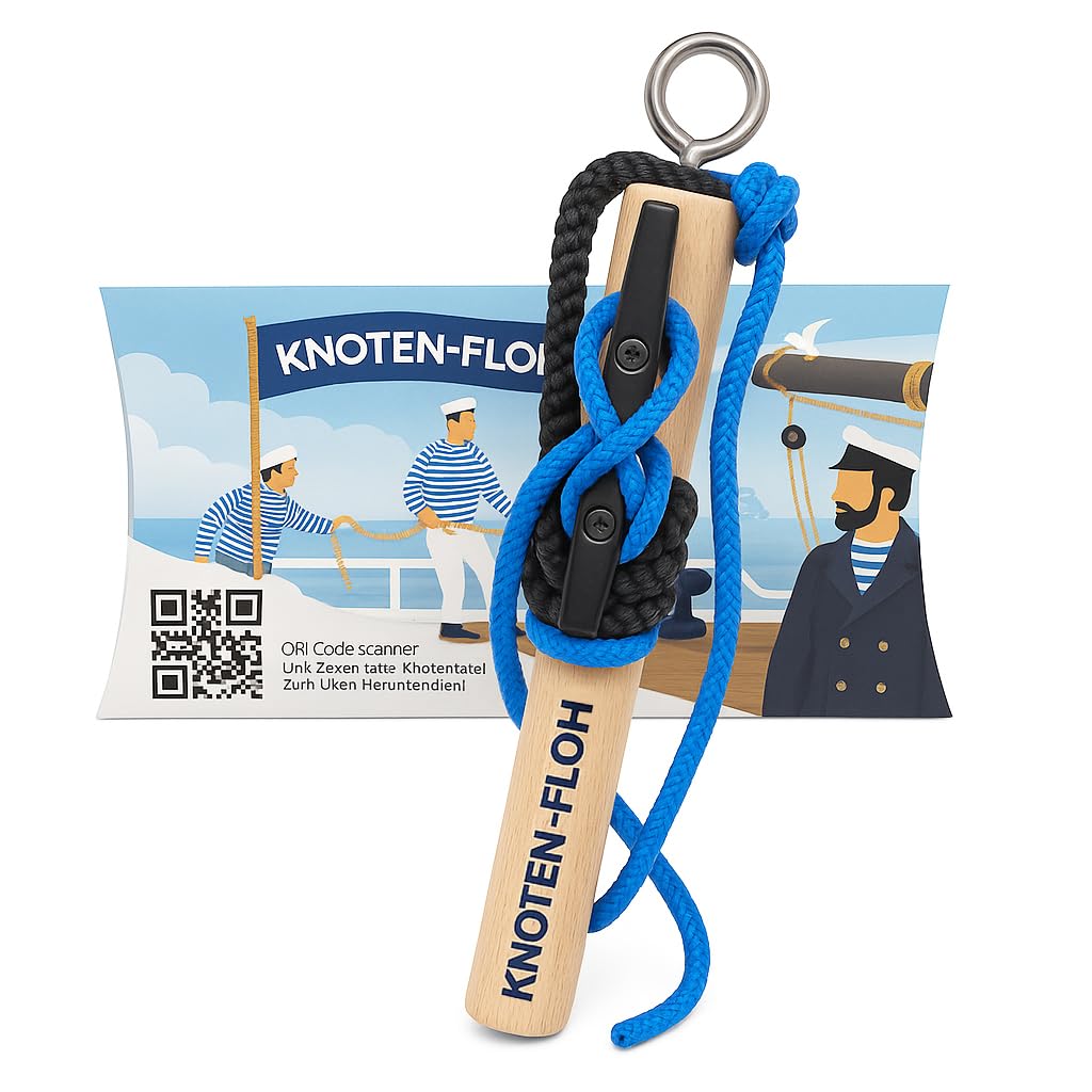 Knoten-Floh Knot Exercise Set Captain XXL - Knot Learning for SBF Sea Boat Driving Licence & Fire Brigade - Knot Exercise Device with Knotboard and Instructions (English language not guaranteed)