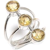AUDRIELLE Handmade 925 Sterling Silver Gemstone Rings for Women, Adjustable Multi-Design Statement Rings, Handmade Design Color Stones Jewelry Collection