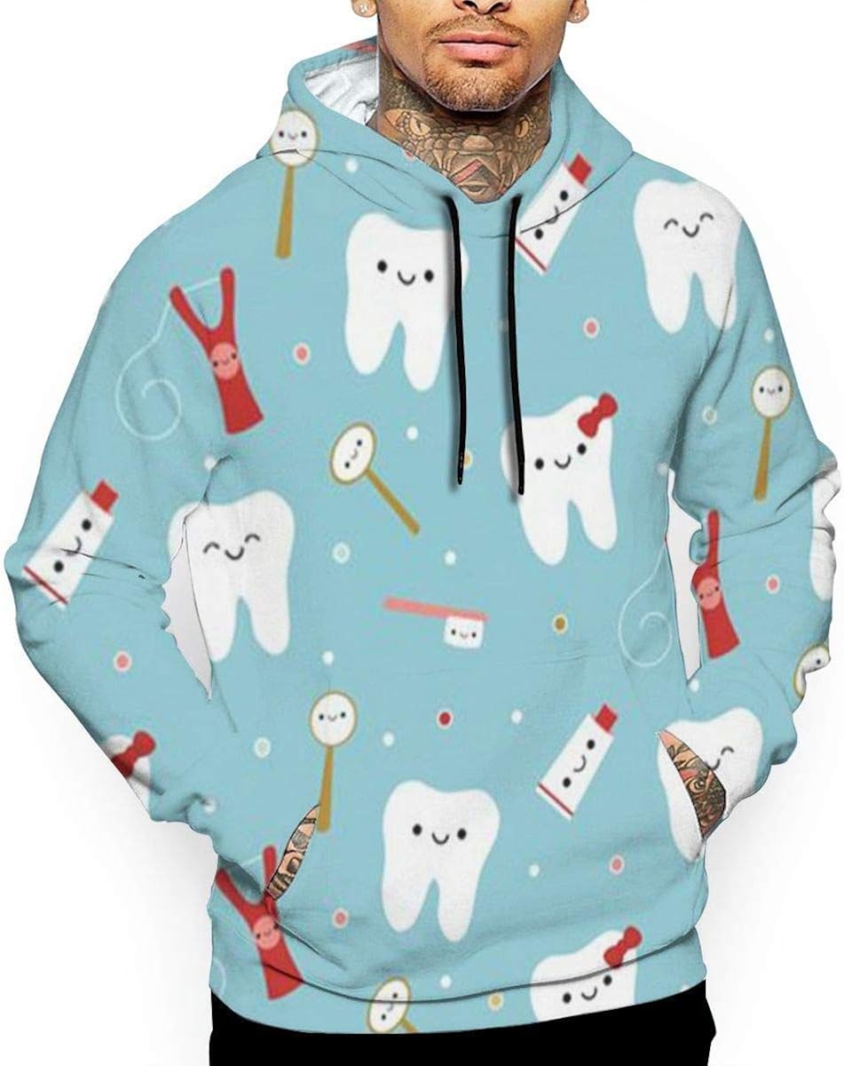 Protect Teeth Unisex Hoodie Novelty Cool Long Sleeve Pullover Big
