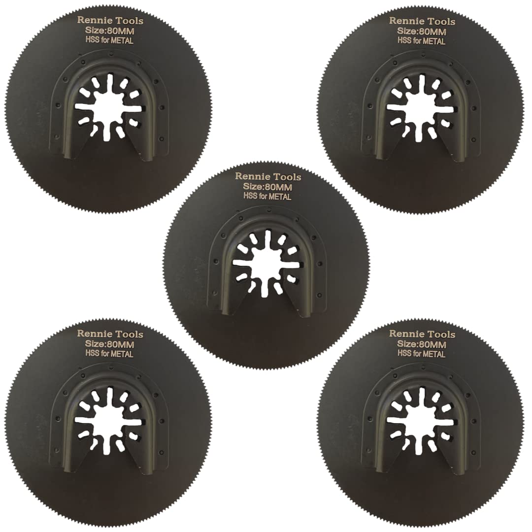 Pack of 5 x 80mm Round Oscillating Multi Tool Blades/Wood Cutter Saw Blades Set Compatible with Dremel Fein Multimaster Makita Stanley Worx Dewalt Multi Tool Etc Oscillating Multitool Blade