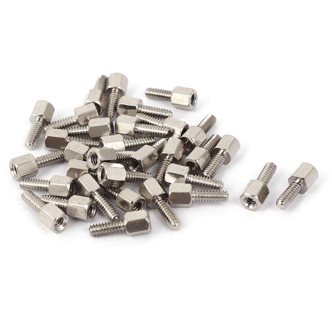 Sourcingmap a16041400ux0402 M3 x 8mm+5mm Male to Female Thread Nuts Hex Hexagon Pillars Standoff Spacers 30 Pcs Silver Tone