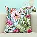 oFloral Cactus Flower Rose Throw Pillow Cover Watercolor Pillow Case Square Cushion Cover for Sofa Couch Home Car Bedroom Living Room Decorative 18