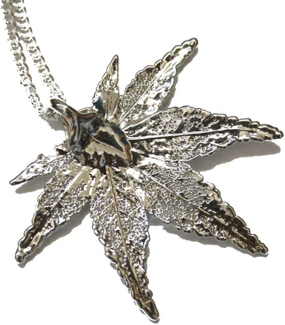 Arborvita Real Leaf Necklace - Japanese Maple Leaf in Silver
