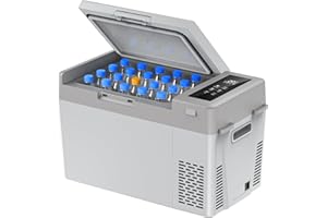 Marsail 12V Car Fridge 25QT Portable Freezer -4°F to 68°F, Compressor Cooler for Camping Travel Truck RV Home, Efficient Cooling & ECO Mode, Grey