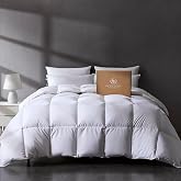 Pacific Coast Luxury White Goose Feather Down Fiber Comforter Twin Size, All Season Hotel Collection Duvet Insert, Ultra Soft, Breathable Bedding Comforter with 8 Corner Tabs, 68x90 Inch White