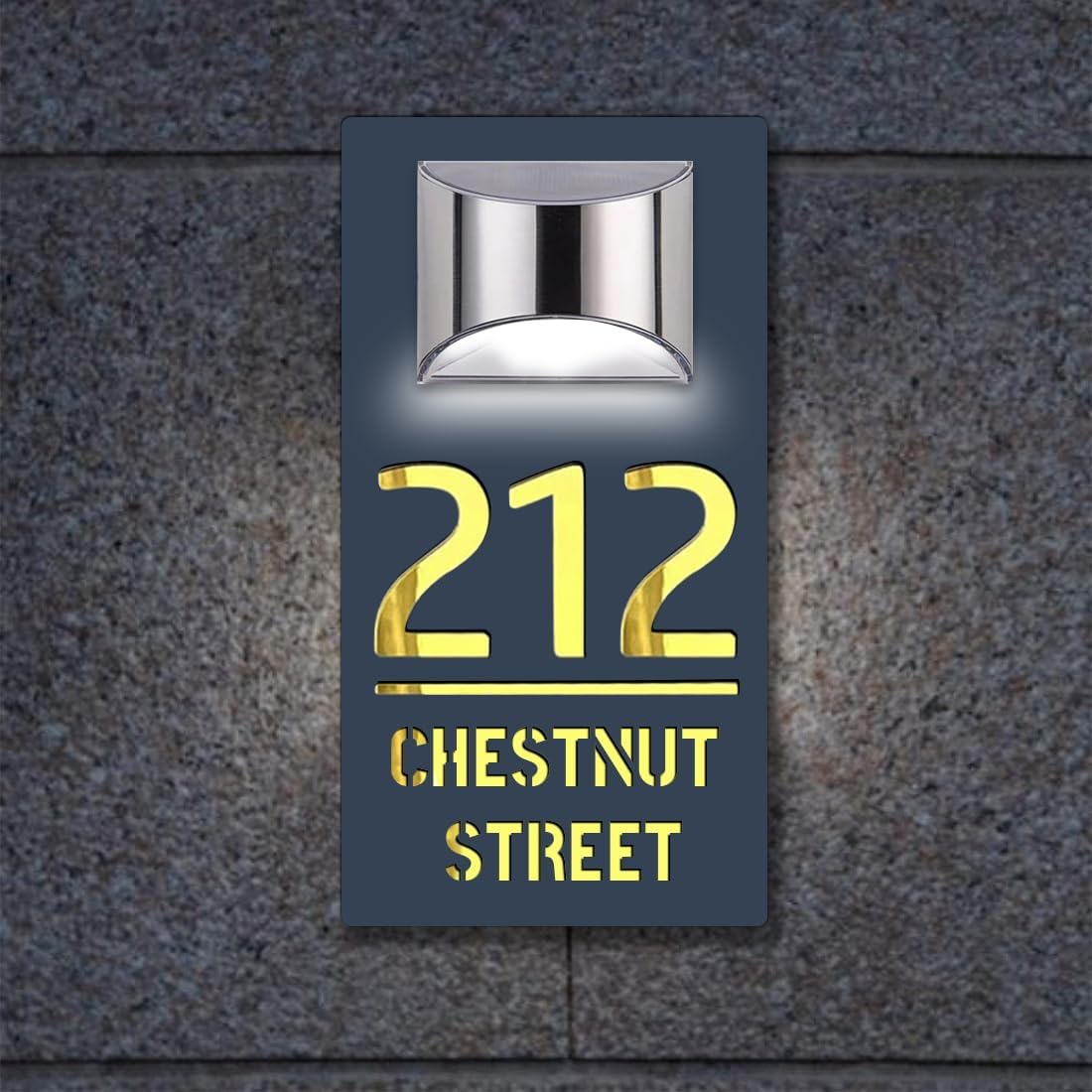 Plaques & Wall Art - Personalized Solar Address Sign Lighted House Numbers for Outside Custom House Numbers and Address Sign LED Illuminated Address Numbers for House Waterproof Address Plaque for Home Street Yard Garden Outside (Rectangular)