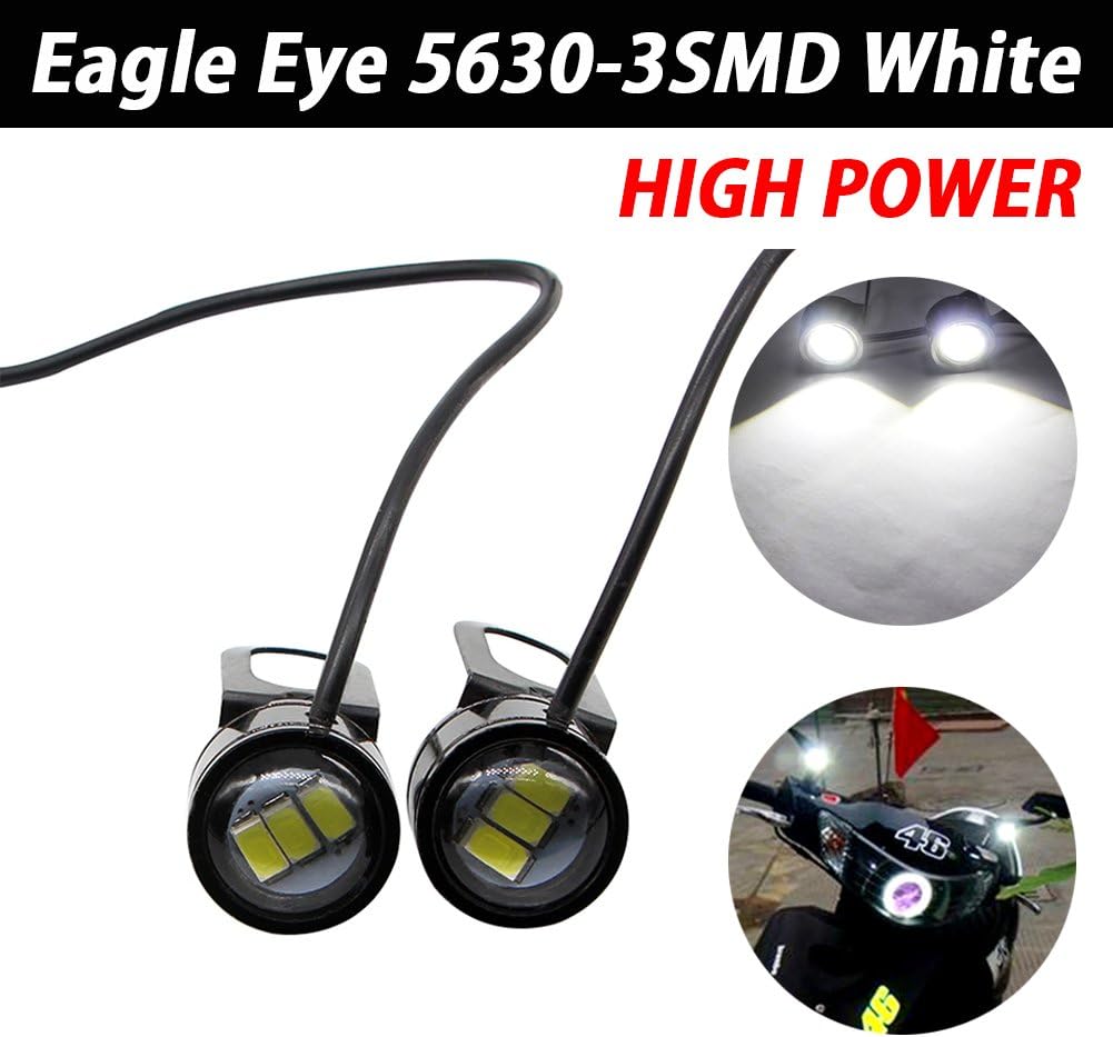 TABEN 2x Motorcycle Boat Car Styling 5630 3SMD LED DRL Eagle Eye 22mm LED License Plate Daytime Runing Reverse Backup Parking Signal White Bulb 12V