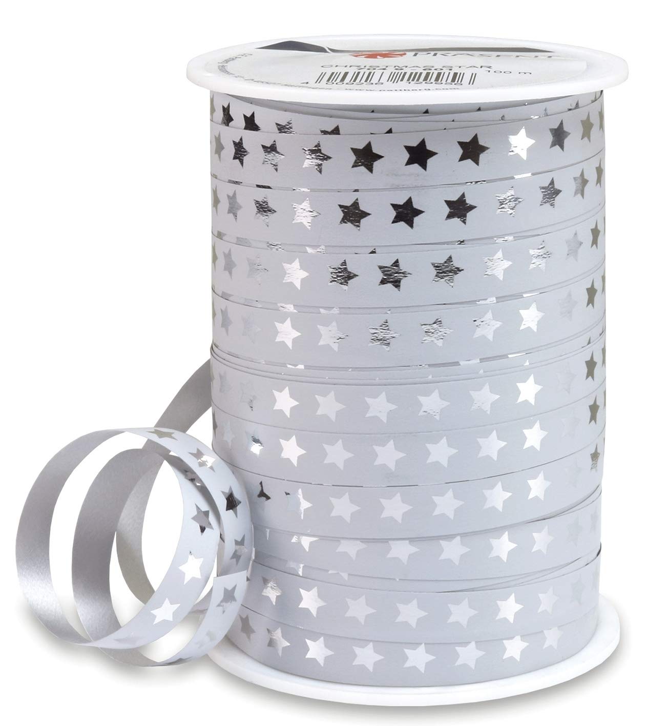 Präsent - Christmas Star Curling Ribbon White 10 mm Width, 100 m Length
