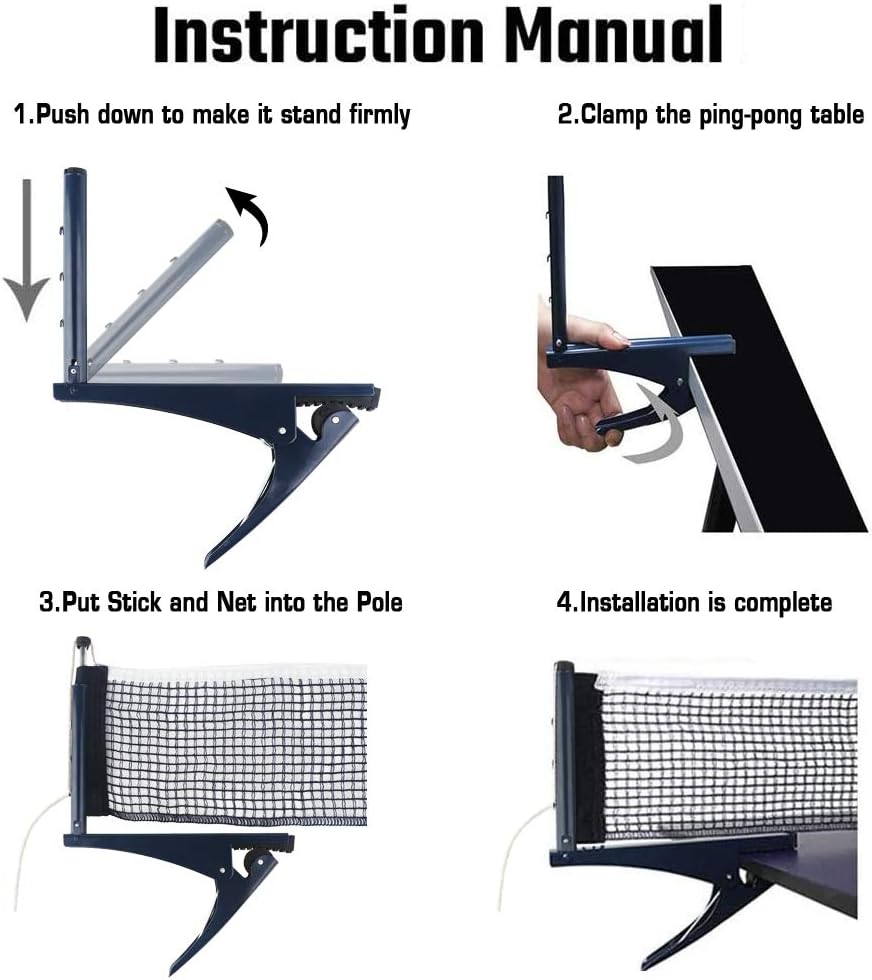 Yiliaw Collapsible Table Tennis Net Professional Steel Ping Pong Net Clip Grip Mesh Training Competition Portable Tension Adjustable Post, for Adults & Kids : Sports & Outdoors