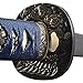 Handmade Sword - Battle Ready Samurai Katana Sword, Eagle Tsuba, Fully Hand Forged, 1045 Carbon Steel, Clay Tempered, Full Tang, Sharp, Red Scabbard, Blue Handle, Certificate