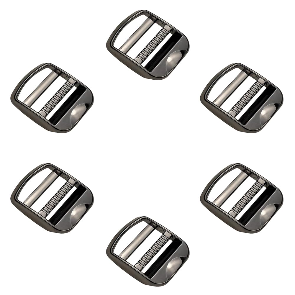 Nifocc 6 Pcs Metal Ladder Lock Buckle Slider Adjustable Webbing Strap Release Buckles Adjustable Zinc Alloy Buckle for Backpack Strap Accessories 1 inch 25mm Gunmetal