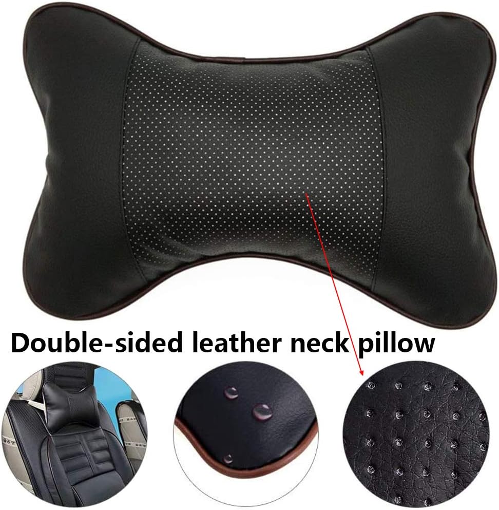 BETOY 2 Pieces Double-Sided Leather Neck Pillow Car Neck Pillows for Car Seat Headrest Cushion 26 * 19cm Car Neck Cushion Travel Head Neck Rest - Image 4