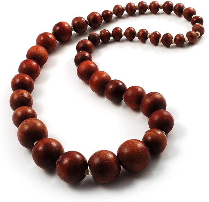 Avalaya Light Brown Wooden Bead Necklace 78cm Length Amazon.co.uk