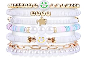 ecozran Friendship Bracelets - Beaded Bracelets Set for Teen Women, Stretchable Preppy Bracelets, Stackable & Colorful Bracelets - Ideal Gifts, 4th of July, Halloween, Christmas