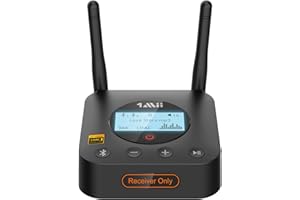 1Mii B06Pro+ Hi-Fi Bluetooth 5.1 Audio Receiver, LDAC Hi-Res Wireless Audio Adapter for Home Stereo w/aptX HD Low Latency, LCD Display, Long Range, Volume Control, 3.5mm AUX Optical Coaxial